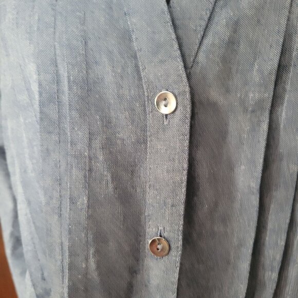 Roamans Womens Size 18 Blue Button-Front Blouse  White Embroidery NWT - Picture 5 of 8